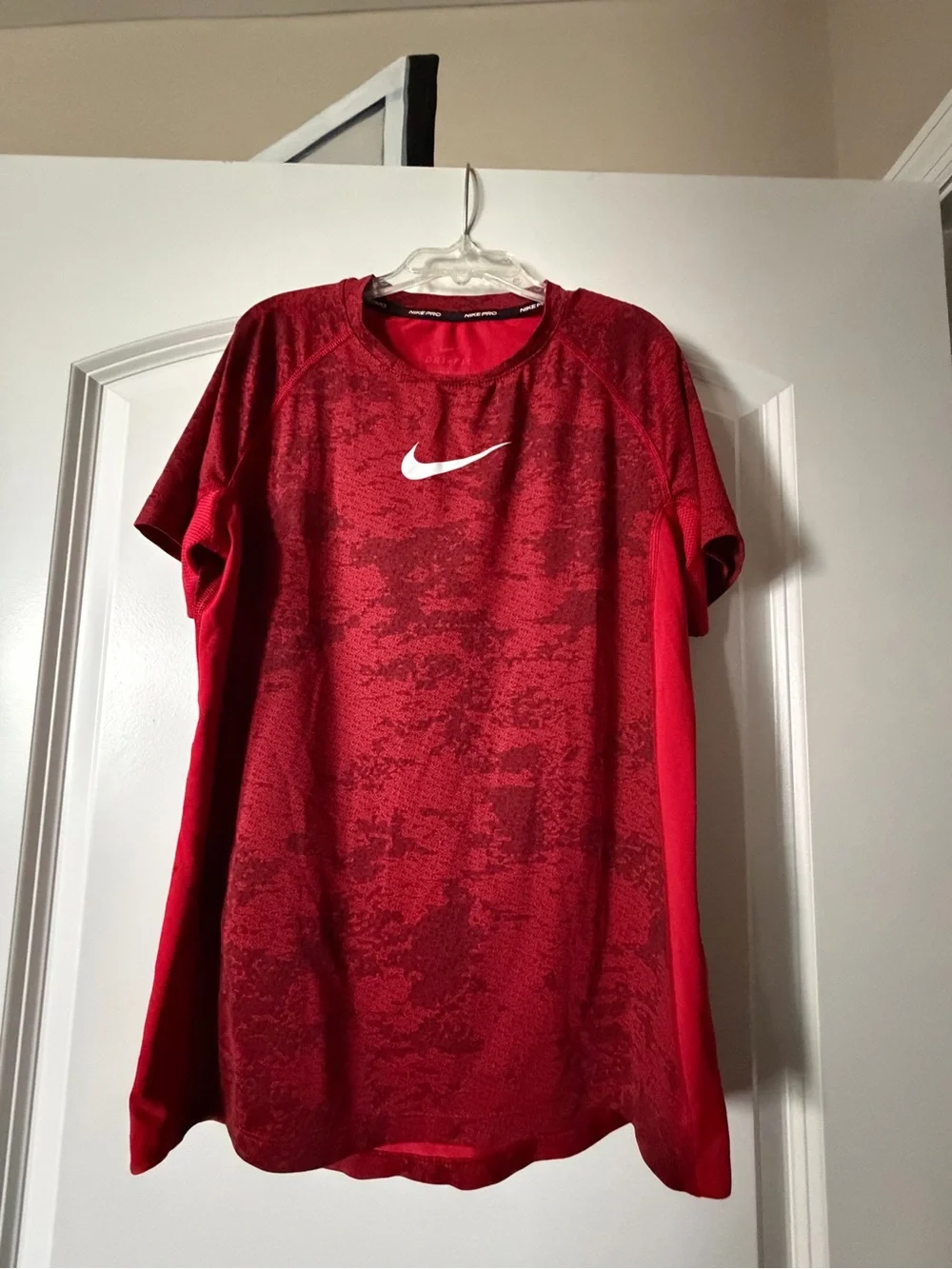 Nike Red Short-Sleeve Performance Tee with White Swoosh
